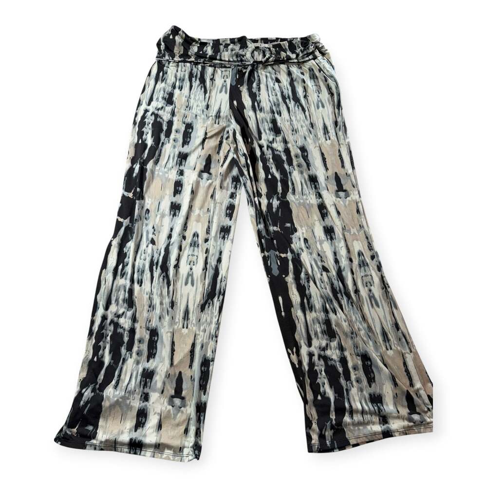 Robert Louis Wide Leg Palazzo Pants, Women's 2X, Black Cream, Flowy, Chic